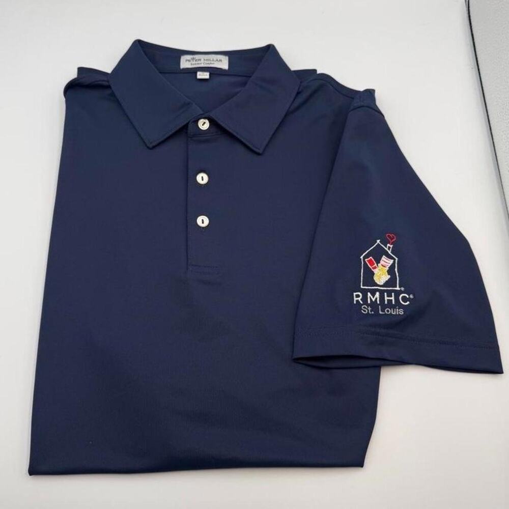 Peter Millar summer comfort polo navy size large RMHC St. Louis logo size Large